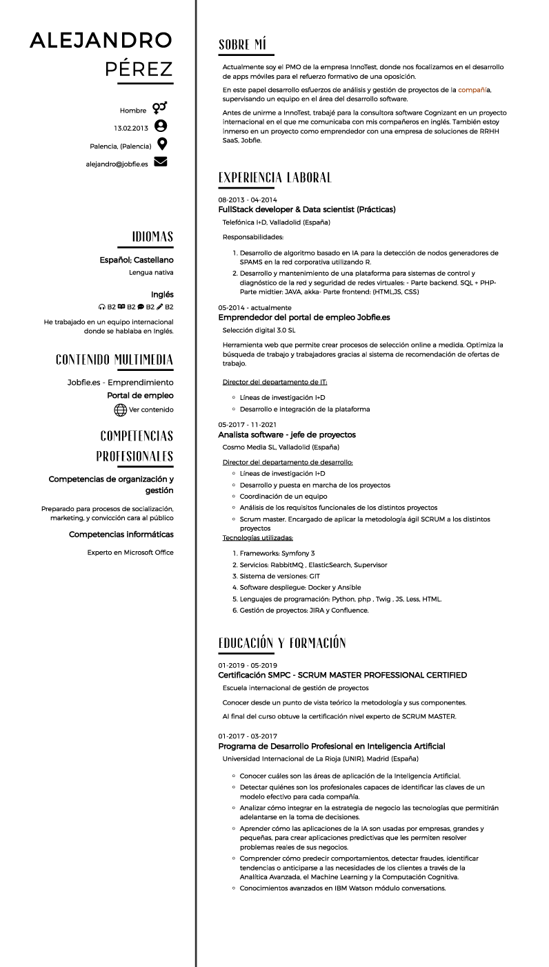 Plantilla CV 12 creada con Jobfie