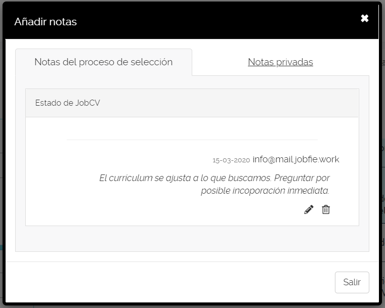 Ejemplo gestión estado proceso