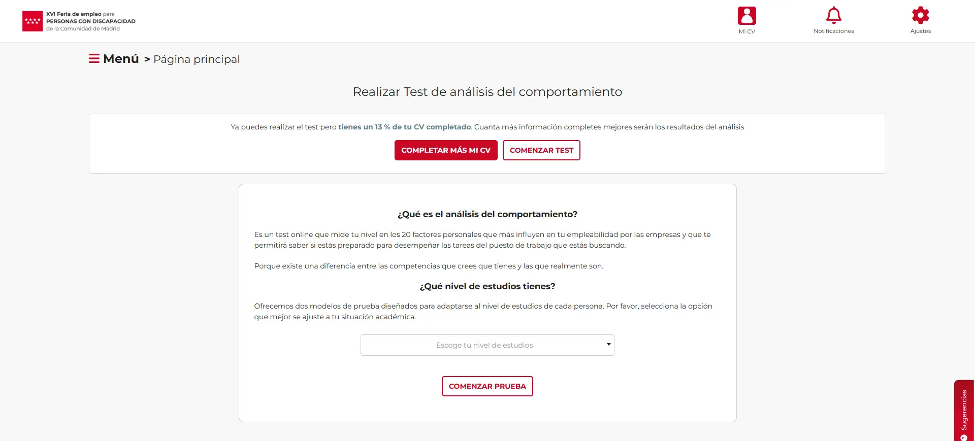Test de empregabilidade — Feria de Empleo y Discapacidad Madrid
