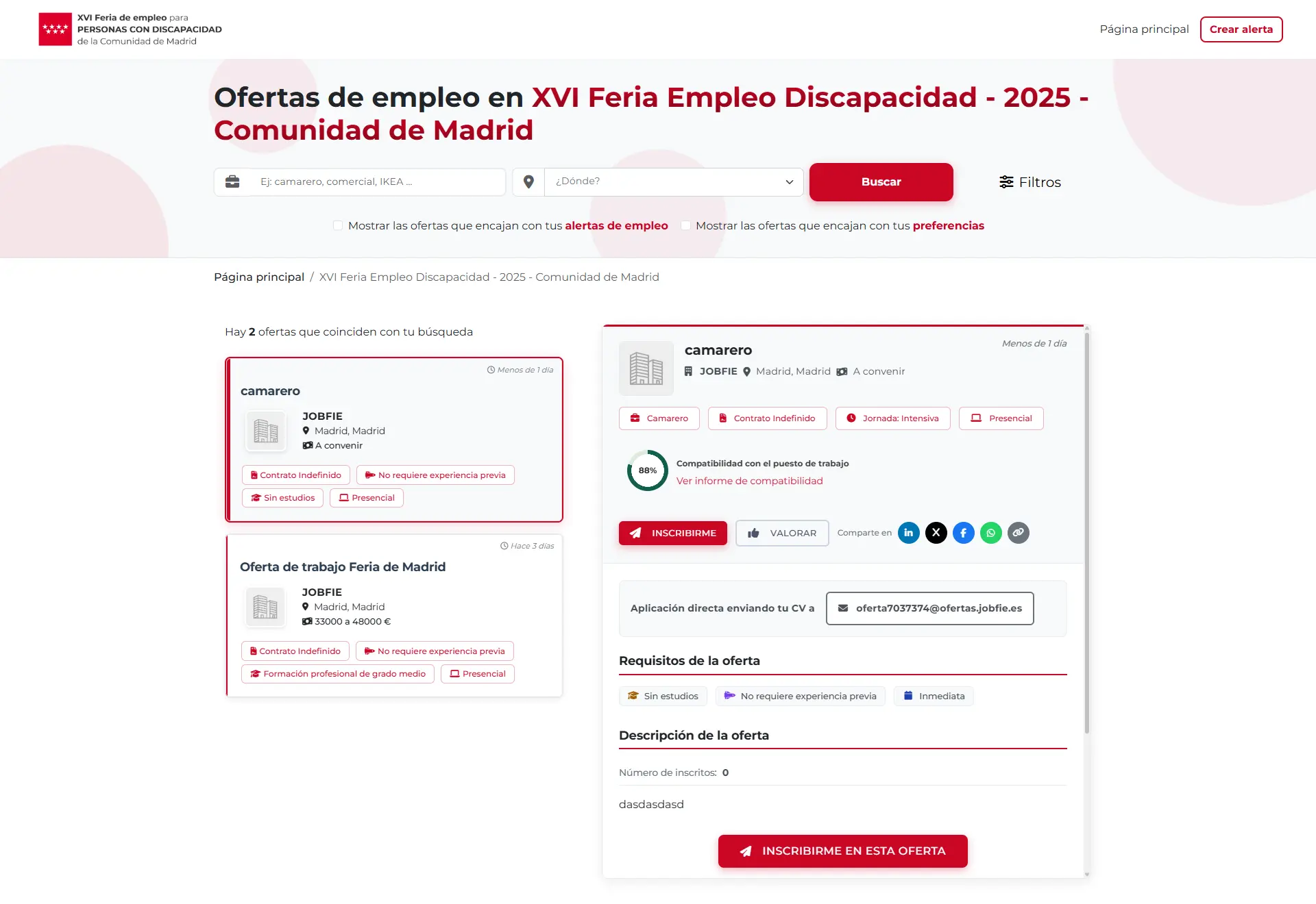 Buscador de emprego — Feria de Empleo y Discapacidad Madrid