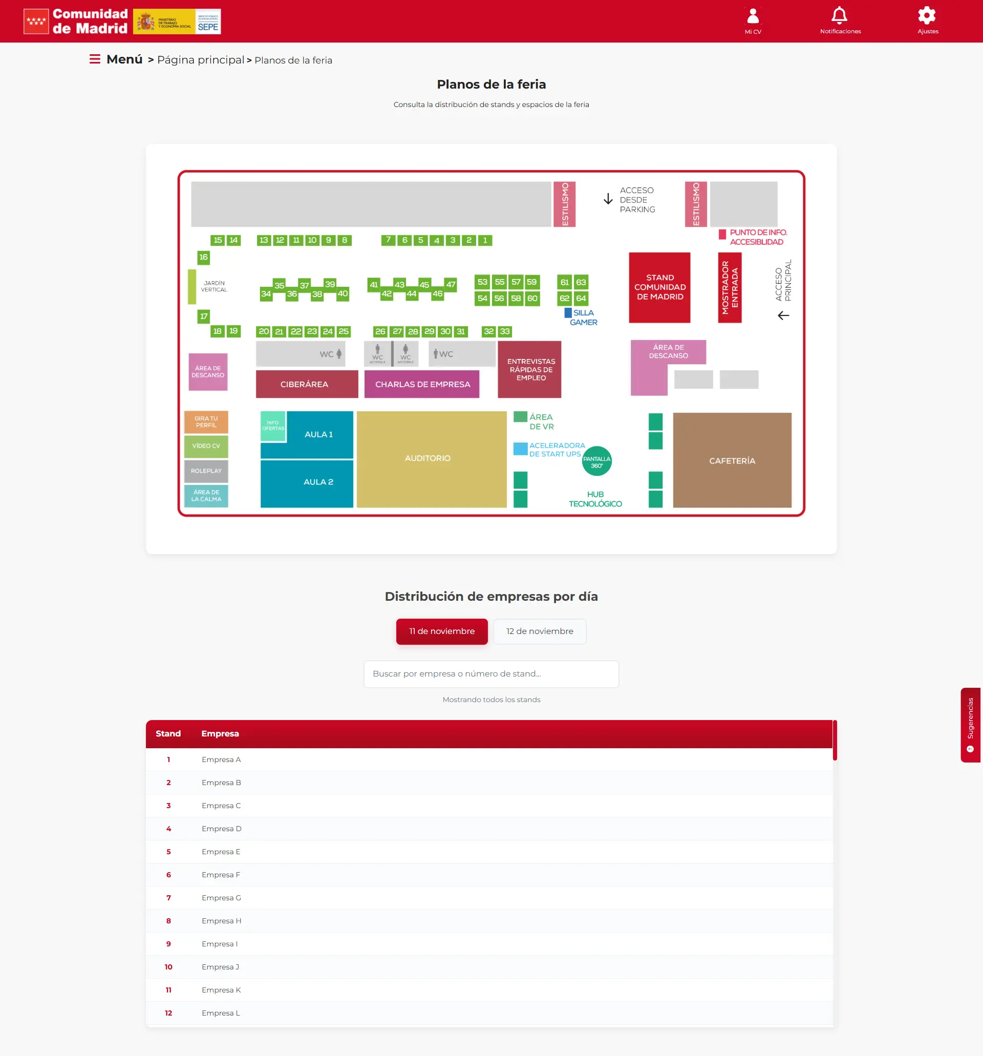 Plano interactivo — Feria de Empleo y Discapacidad Madrid